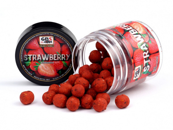 Бойлы GBS насадочные Strawberry Клубника 15мм (100 г, банка) 
